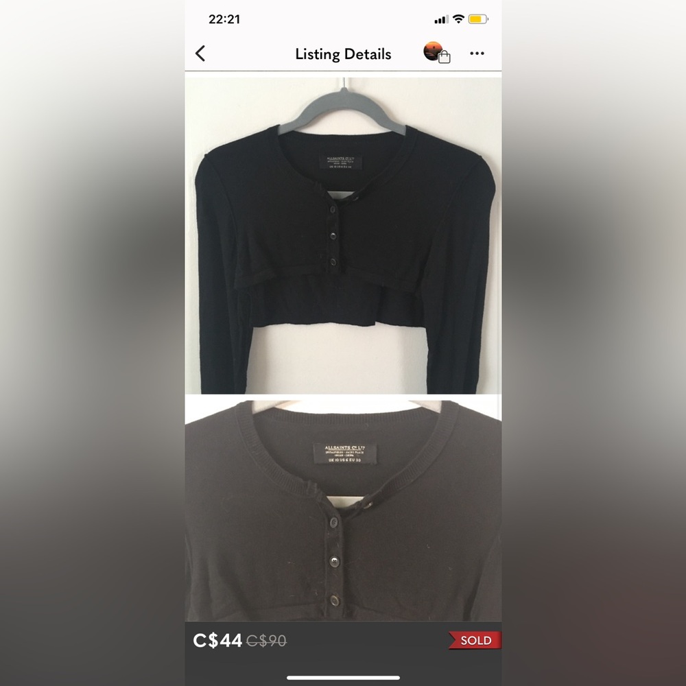 All Saints wool thinner shrug 6 s/m